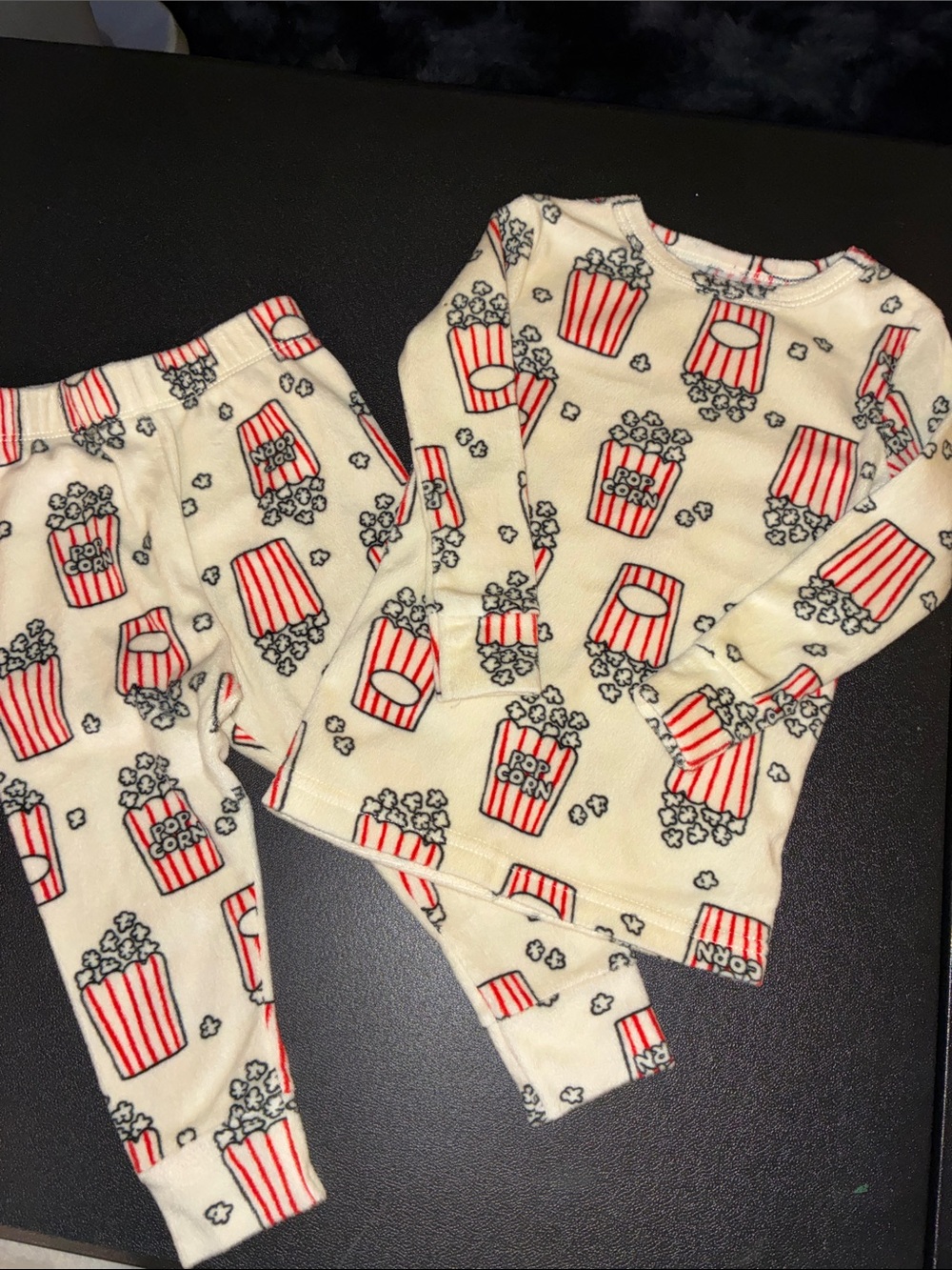 18m cat and jack Popcorn Print Pajama Set - Cream and Red super super soft!